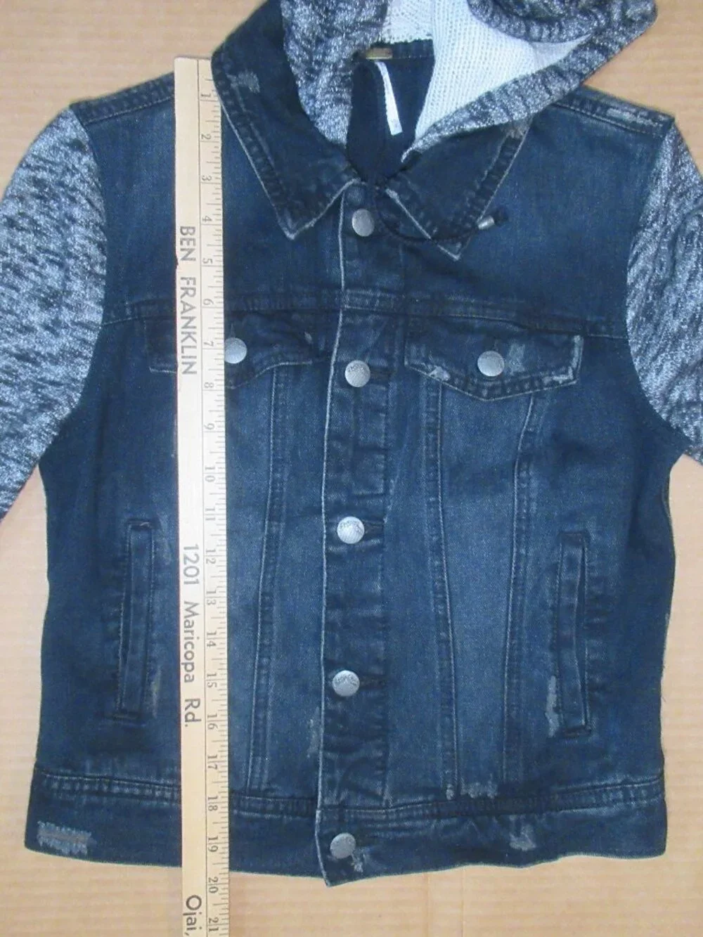 Free People 100% Cotton Hooded Denim Jacket | Size XS - Picture 4 of 12